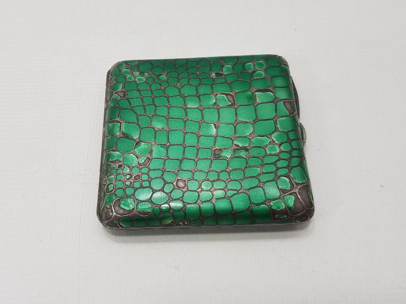 OSMANLI DÖNEMİ MİNELİ GÜMÜŞ TÜTÜN TABAKASI 