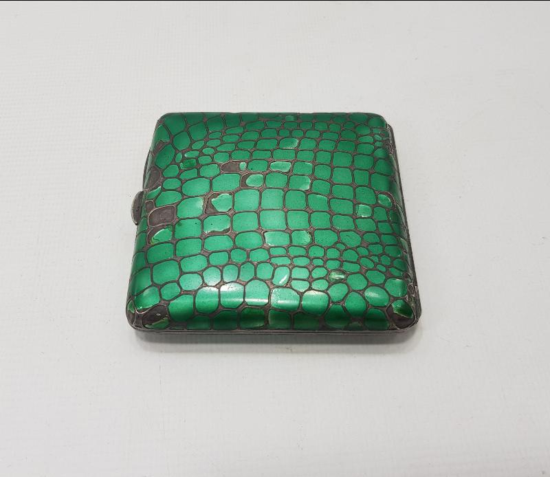 OSMANLI DÖNEMİ MİNELİ GÜMÜŞ TÜTÜN TABAKASI 