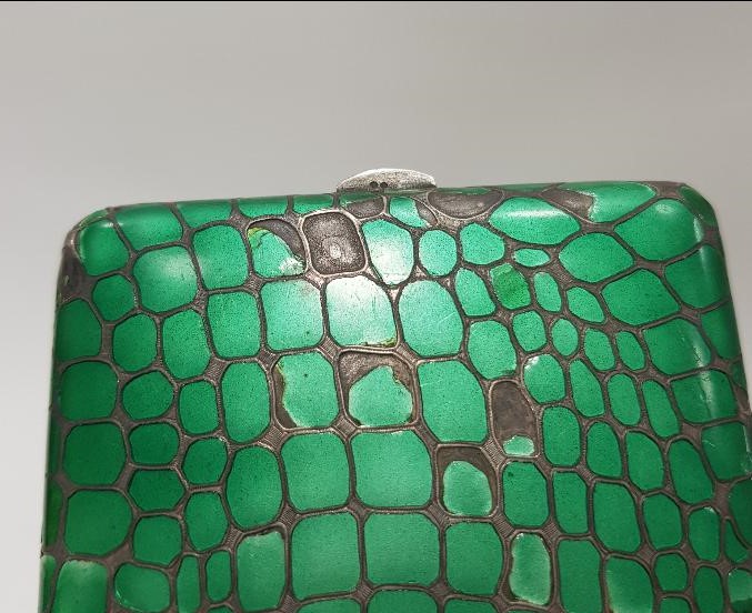 OSMANLI DÖNEMİ MİNELİ GÜMÜŞ TÜTÜN TABAKASI 