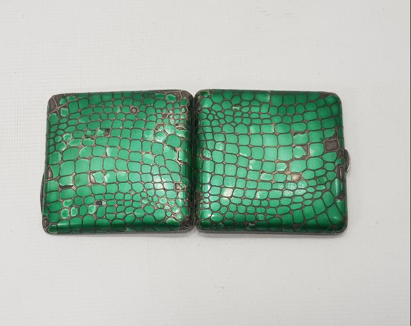 OSMANLI DÖNEMİ MİNELİ GÜMÜŞ TÜTÜN TABAKASI 