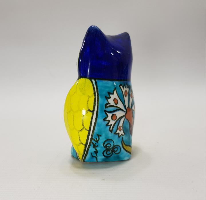 SITKI OLÇAR İMZALI KÜTAHYA SERAMİK MAVİ BAYKUŞ BİBLOSU