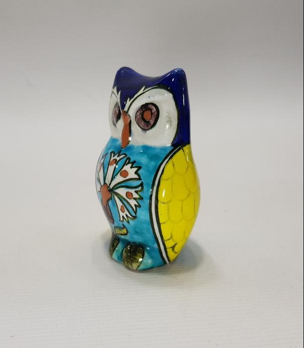 SITKI OLÇAR İMZALI KÜTAHYA SERAMİK MAVİ BAYKUŞ BİBLOSU