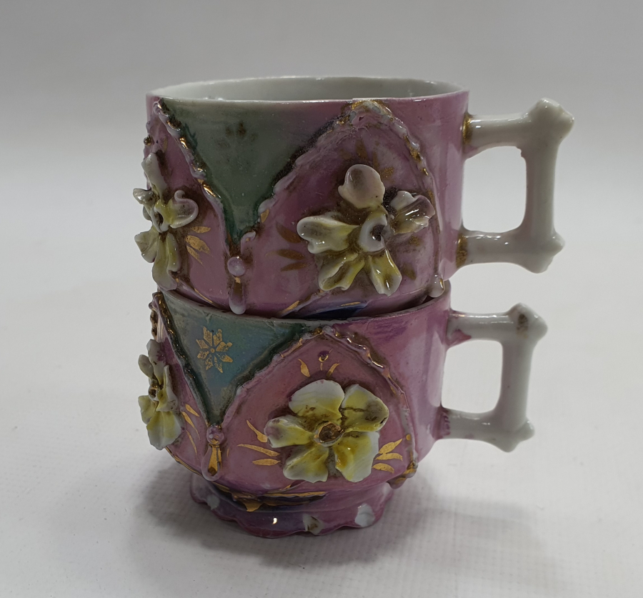 ALTI OSMANLICA YAZILI NADİR ÇİFT FİNCAN