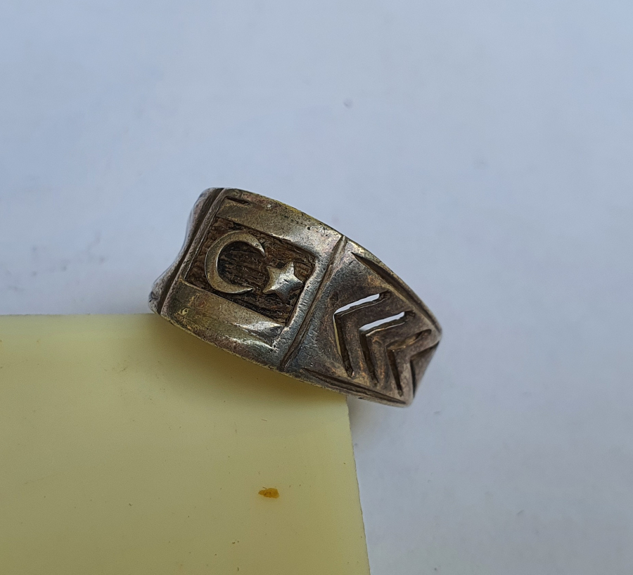 AY YILDIZLI GÜMÜŞ ERKEK YÜZÜĞÜ