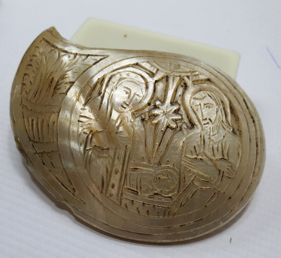 OSMANLI DÖNEMİ RUM İŞİ DAMLA FORMUNDA HZ İSA VE HZ MERYEM TEMALI OBJE