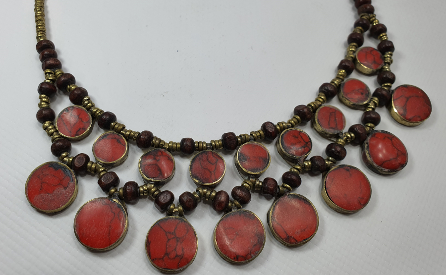 ÜZERİ DOĞAL TAŞLARLA SÜSLÜ ANTİKA TÜRKMEN İŞİ GERDANLIK