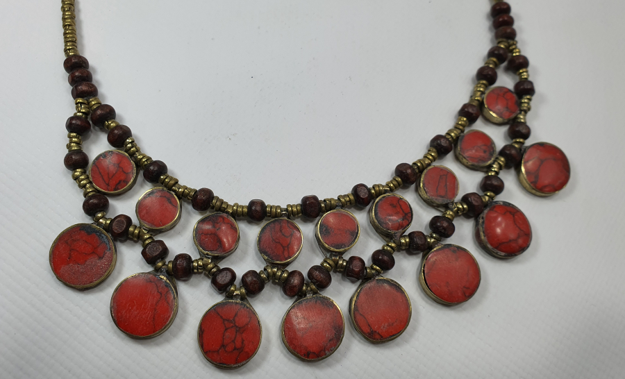 ÜZERİ DOĞAL TAŞLARLA SÜSLÜ ANTİKA TÜRKMEN İŞİ GERDANLIK