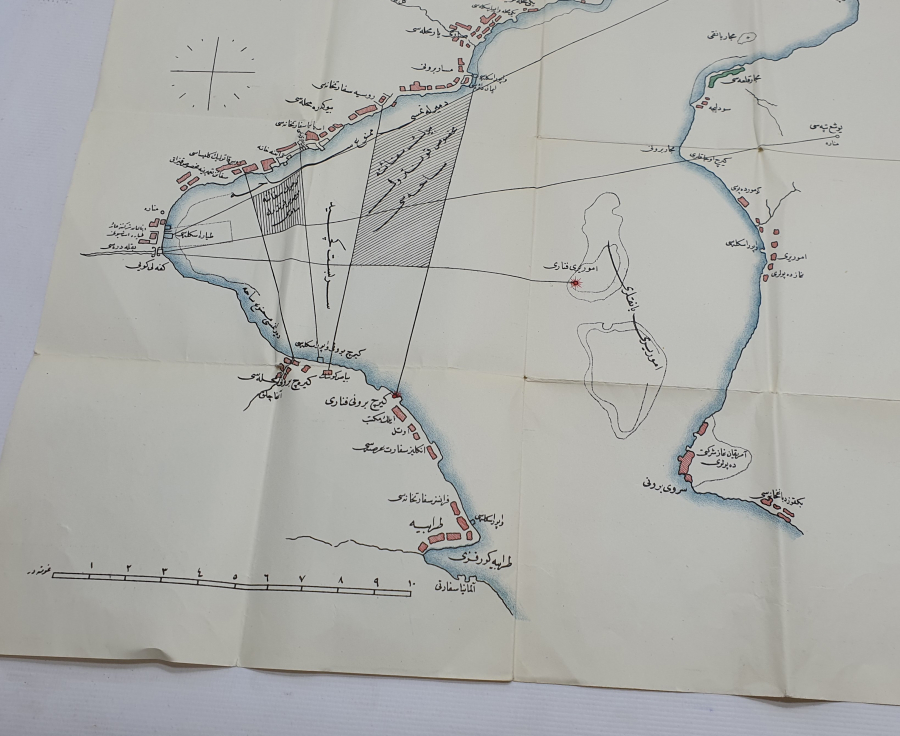 ÜZERİ OSMANLICA YAZILI DEV BOY SAVAŞ KROKİSİ