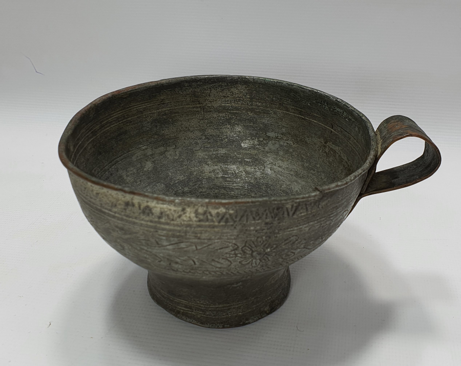 1800 BAŞLARI OSMANLI DÖNEMİ NADİR FORMDA ÜZERİ YAZILI SU TASI