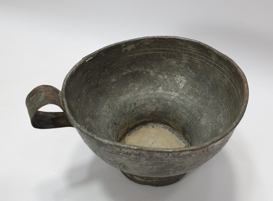 1800 BAŞLARI OSMANLI DÖNEMİ NADİR FORMDA ÜZERİ YAZILI SU TASI