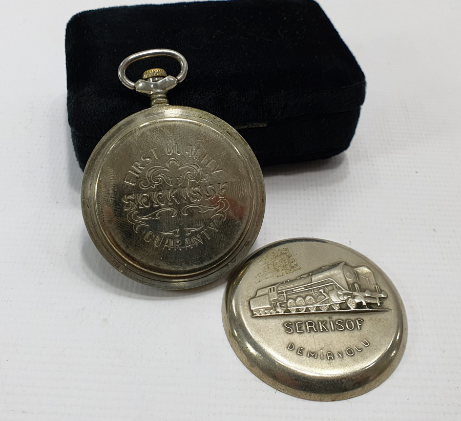 ARKASI TRENLİ SERKİSOF MARKA KURMALI CEP SAATİ