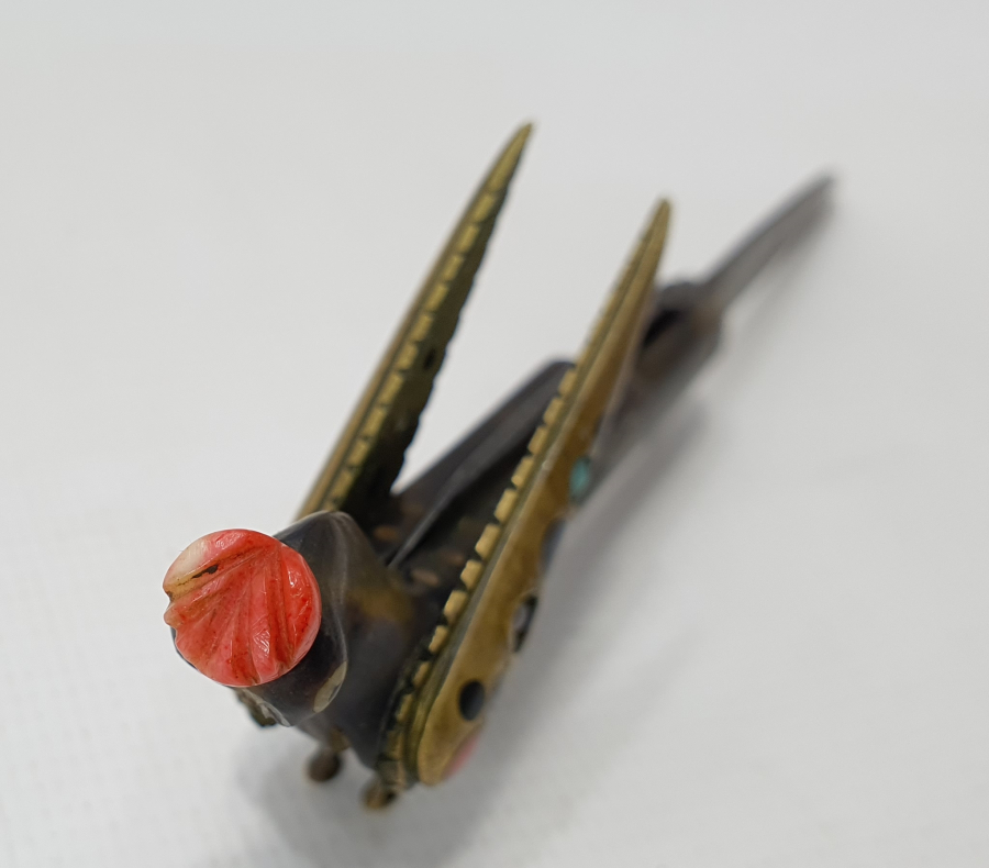 OSMANLI DÖNEMİ ÇOK NADİR KUŞ FORMUNDA MERCAN TAŞLI ÇAKI