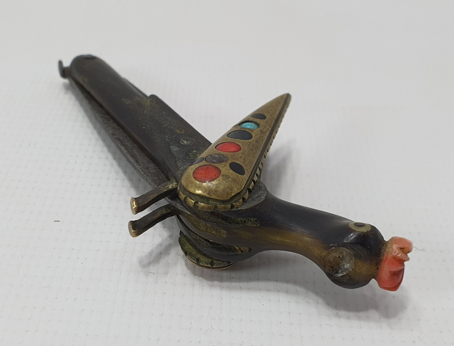 OSMANLI DÖNEMİ ÇOK NADİR KUŞ FORMUNDA MERCAN TAŞLI ÇAKI