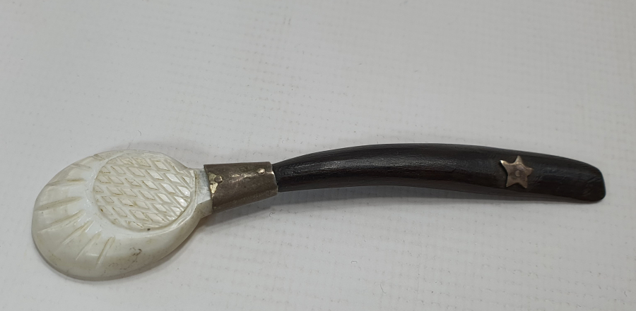 OSMANLI DÖNEMİ ÇOK NADİR SEDEF BOYNUZ VE GÜMÜŞTEN MAMUL AY YILDIZLI İLAÇ KAŞIĞI