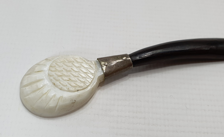 OSMANLI DÖNEMİ ÇOK NADİR SEDEF BOYNUZ VE GÜMÜŞTEN MAMUL AY YILDIZLI İLAÇ KAŞIĞI