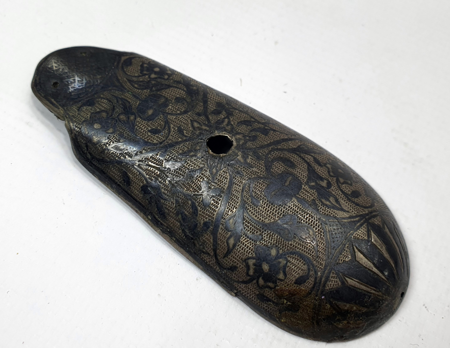 OSMANLI DÖNEMİ GÜMÜŞ ÜZERİ SAVAT İŞÇİLİKLİ TEK TABANCA KABZASI