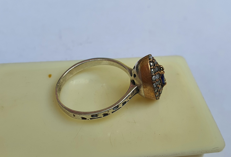 MARGAZİT VE SAFİR TAŞLI GÜMÜŞ YÜZÜK