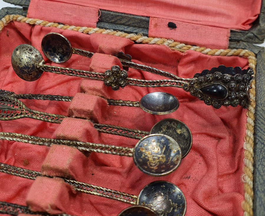 OSMANLI PARALARINDAN YAPILMIŞ GÜMÜŞ ERZURUM OLTU İŞİ ÇAY SETİ