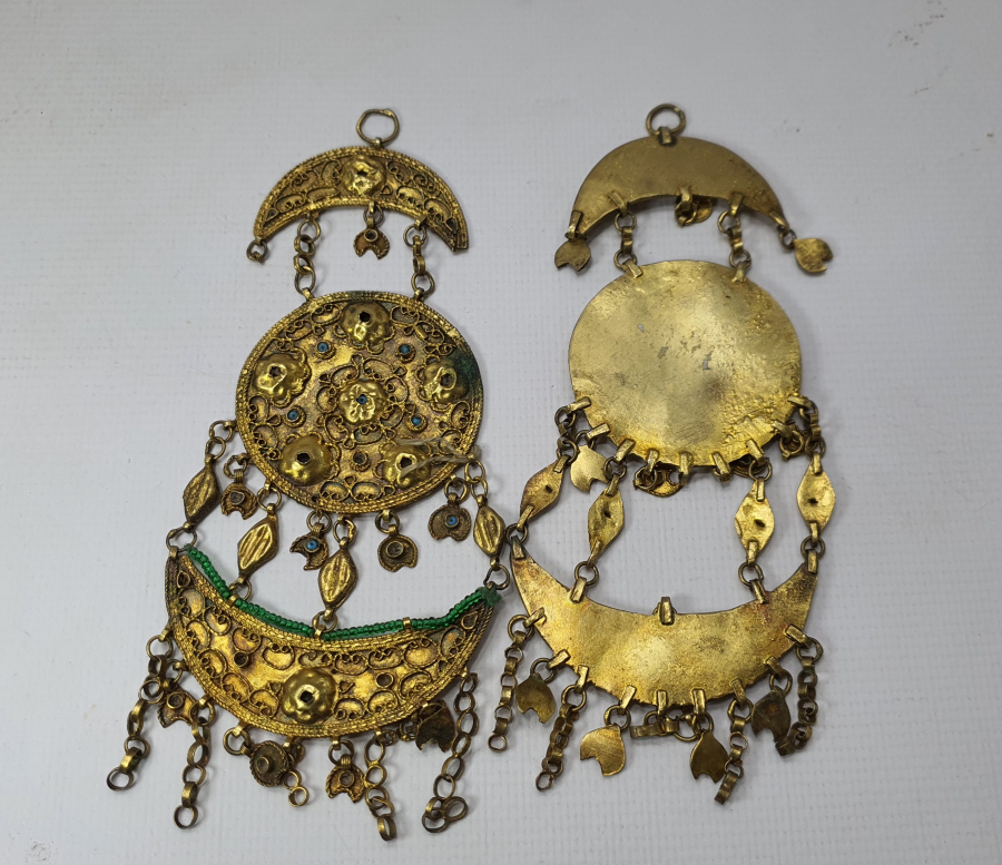 OSMANLI DÖNEMİ GÜMÜŞ ÜZERİ ALTIN VERMEYLİ NADİR FES SÜSÜ