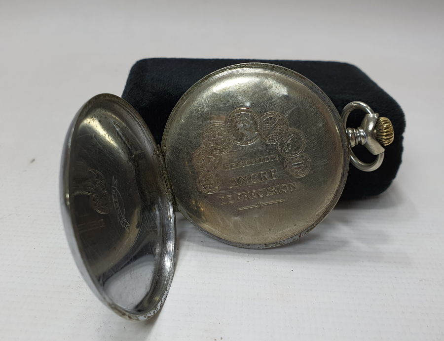 SİNGER MARKA ARKASI TREN YOLLU VE AY YILDIZLI TEPEDEN KURMA CEP SAATİ