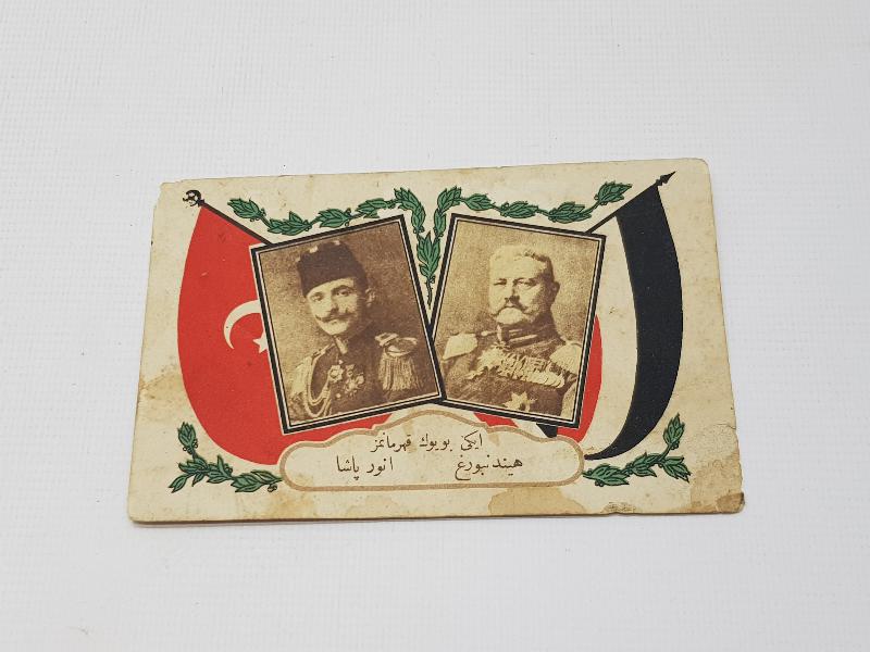 ENVER PAŞA VE HİNDENBURG TEMALI İTTİFAK KARTPOSTAL
