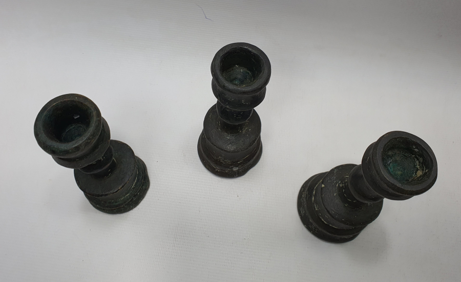 OSMANLI DÖNEMİ 3 ADET TEKKE İŞİ MİNİ HAVAN ŞAMDAN