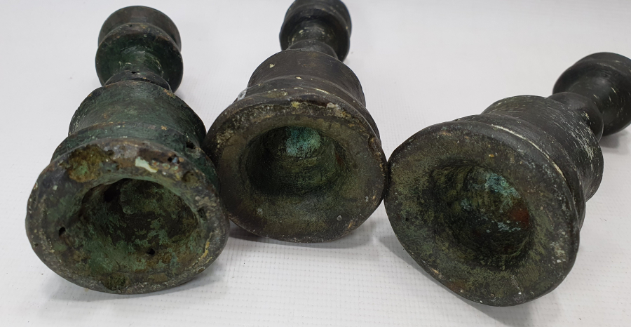 OSMANLI DÖNEMİ 3 ADET TEKKE İŞİ MİNİ HAVAN ŞAMDAN