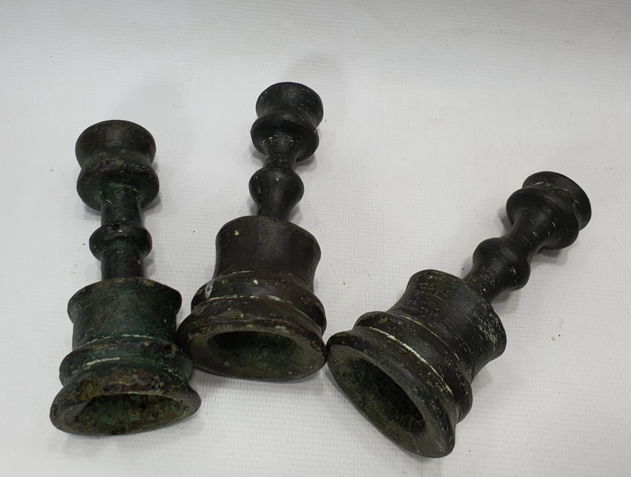 OSMANLI DÖNEMİ 3 ADET TEKKE İŞİ MİNİ HAVAN ŞAMDAN