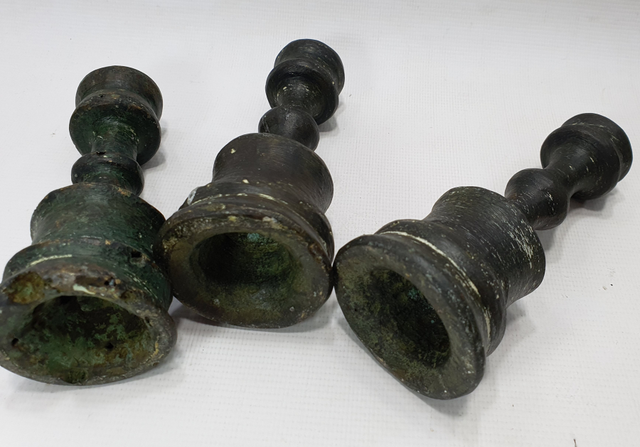 OSMANLI DÖNEMİ 3 ADET TEKKE İŞİ MİNİ HAVAN ŞAMDAN