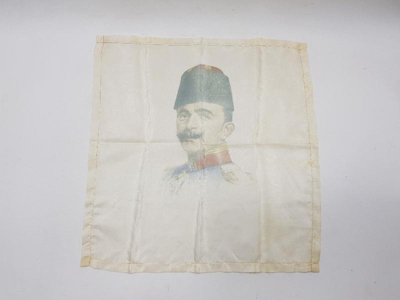 OSMANLI DÖNEMİ ENVER PAŞA GÖRSELLİ İPEK MENDİL