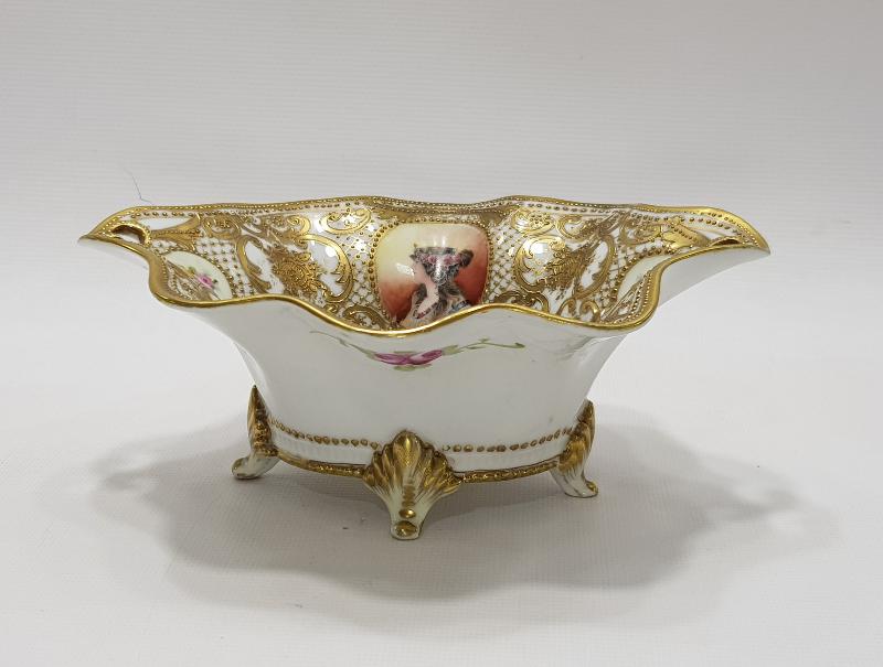 OSMANLI PAZARI: ALTIN SIVAMA ORYANTAL KADIN FİGÜRLÜ PORSELEN ŞEKERLİK