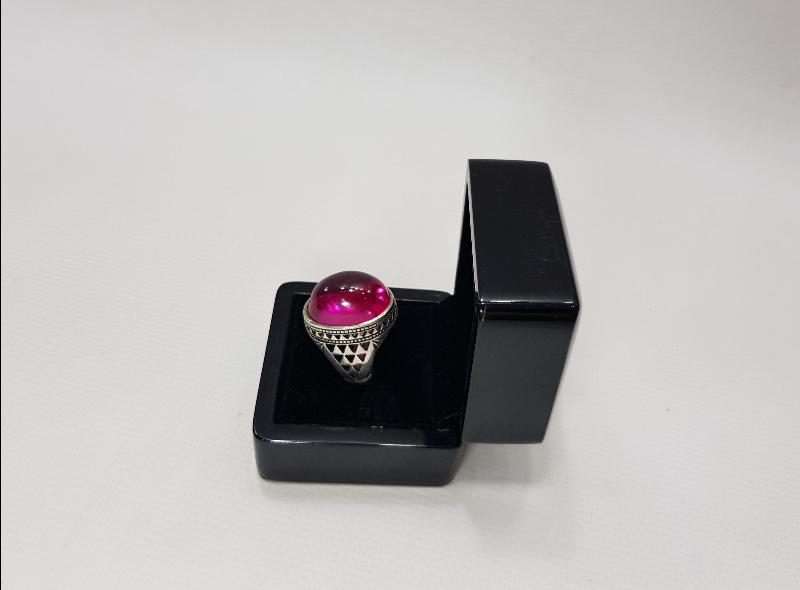 YAKUT TAŞLI DEV BOY GÜMÜŞ YÜZÜK 