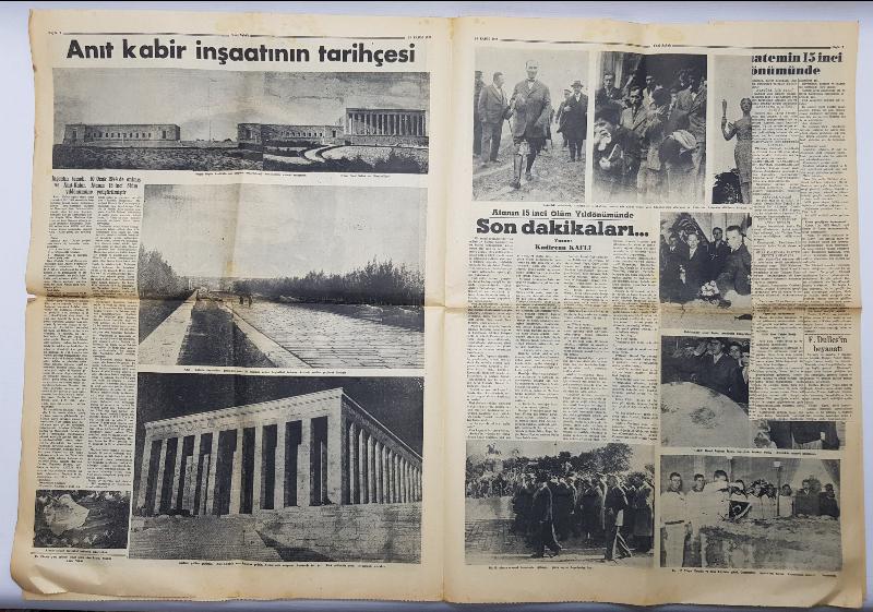 10 KASIM 1953 YENİ SABAH GAZETESİ: ATATÜRK'ÜN NAAŞI BUGÜN ANITKABİR'E TEVDİ EDİLİYOR
