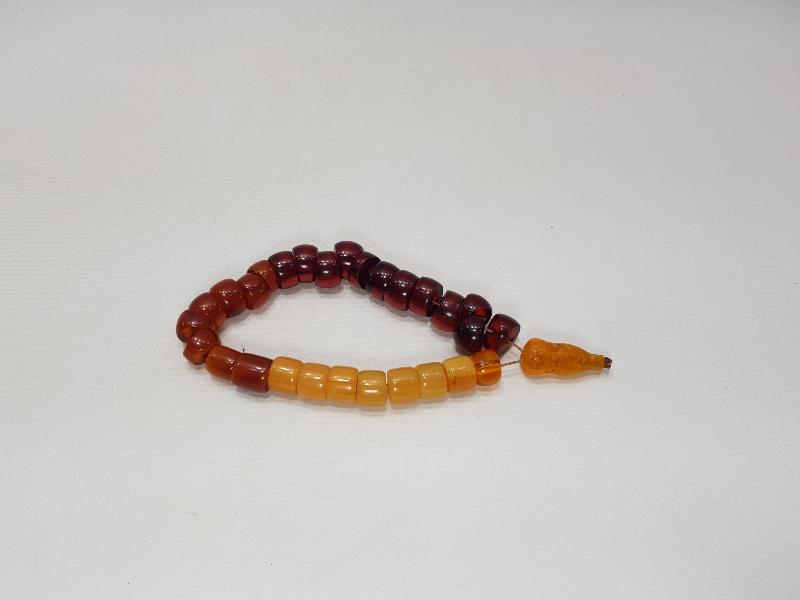 KEHRİBAR, KATALİN VE BAĞA TANELERDEN OLUŞAN ANTİKA TESBİH 