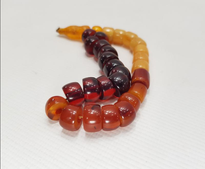 KEHRİBAR, KATALİN VE BAĞA TANELERDEN OLUŞAN ANTİKA TESBİH 