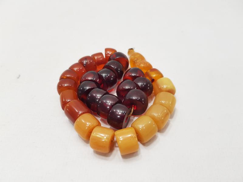 KEHRİBAR, KATALİN VE BAĞA TANELERDEN OLUŞAN ANTİKA TESBİH 