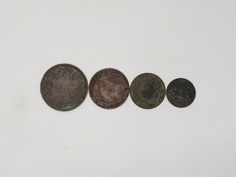 OSMANLI SULTAN ABDÜLAZİZ HAN DÖNEMİ 4 ADET MADENİ PARA 