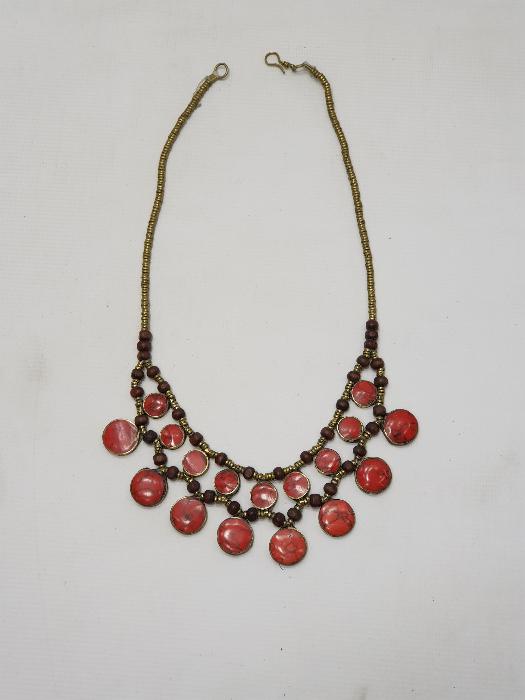 TÜRKMEN İŞİ DOĞAL TAŞLI KOLYE 