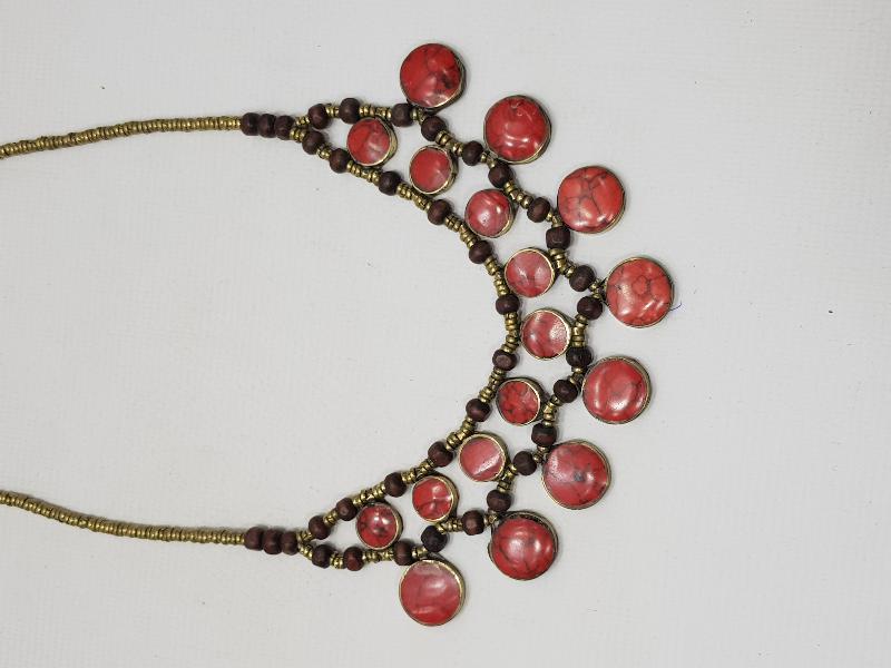 TÜRKMEN İŞİ DOĞAL TAŞLI KOLYE 