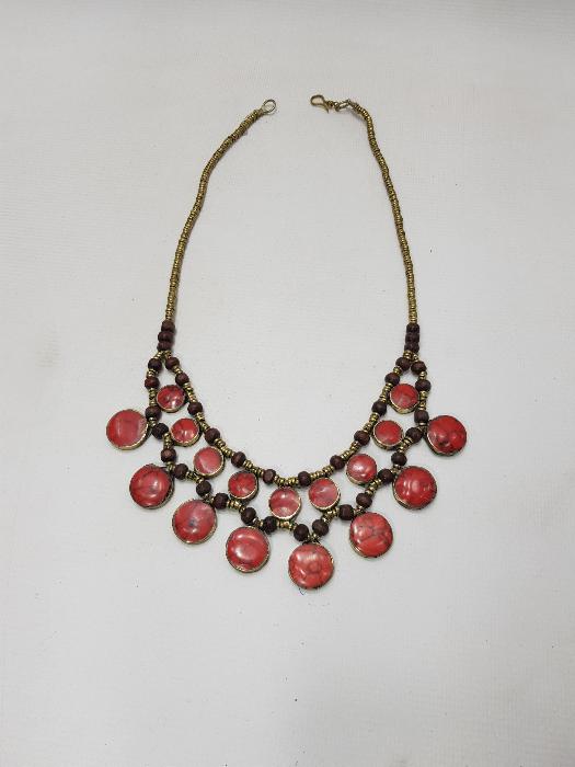 TÜRKMEN İŞİ DOĞAL TAŞLI KOLYE 