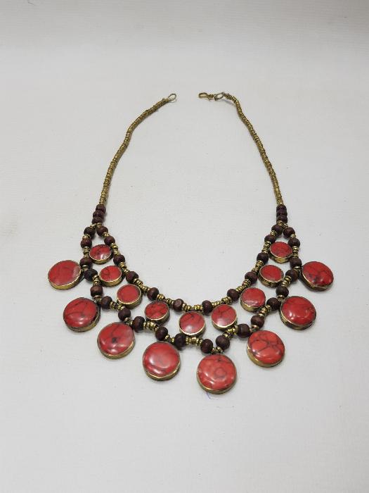 TÜRKMEN İŞİ DOĞAL TAŞLI KOLYE 