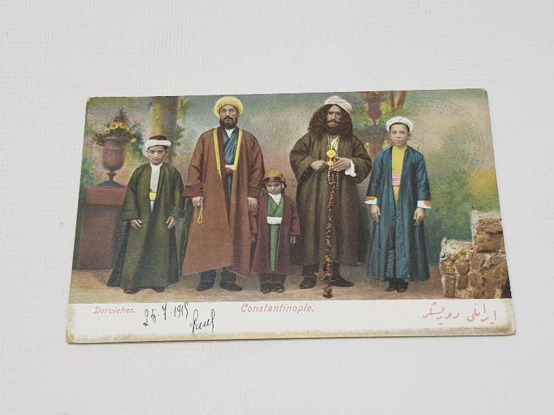 OSMANLI DÖNEMİ POSTADAN GEÇMİŞ DERVİŞLER KARTPOSTALI 