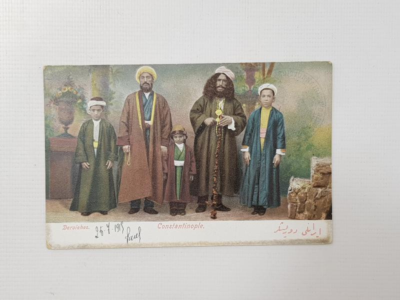 OSMANLI DÖNEMİ POSTADAN GEÇMİŞ DERVİŞLER KARTPOSTALI 