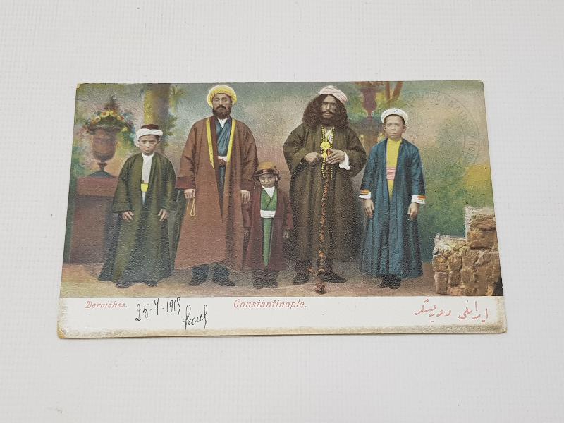 OSMANLI DÖNEMİ POSTADAN GEÇMİŞ DERVİŞLER KARTPOSTALI 