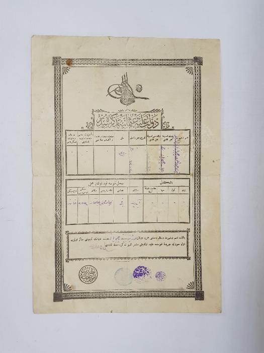 DEVLETİ ALİYYE OSMANİYE TEZKERESİ