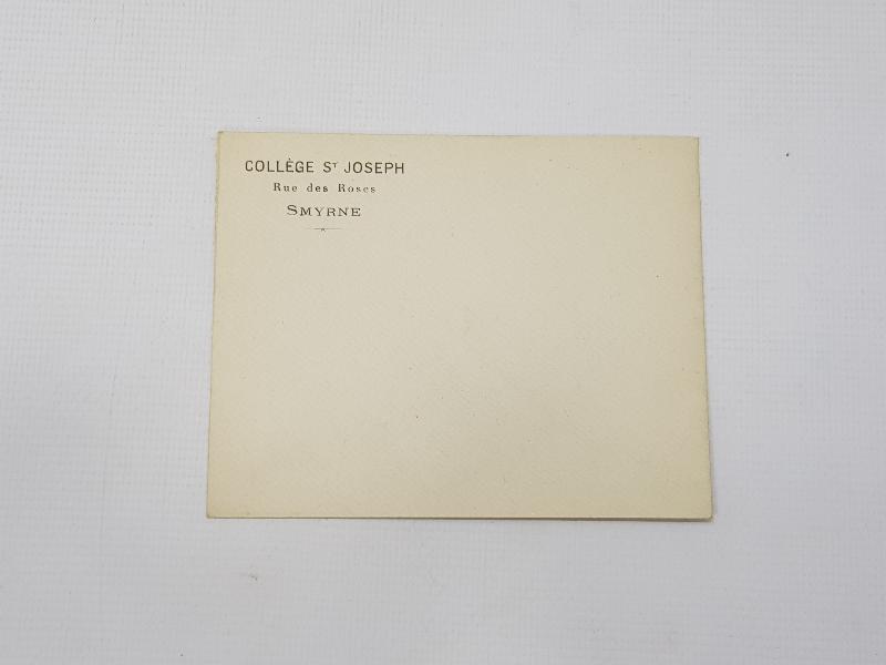 OSMANLI DÖNEMİ COLLEGE ST. JOSEPH SMYRNE MEKTUP ZARFI 