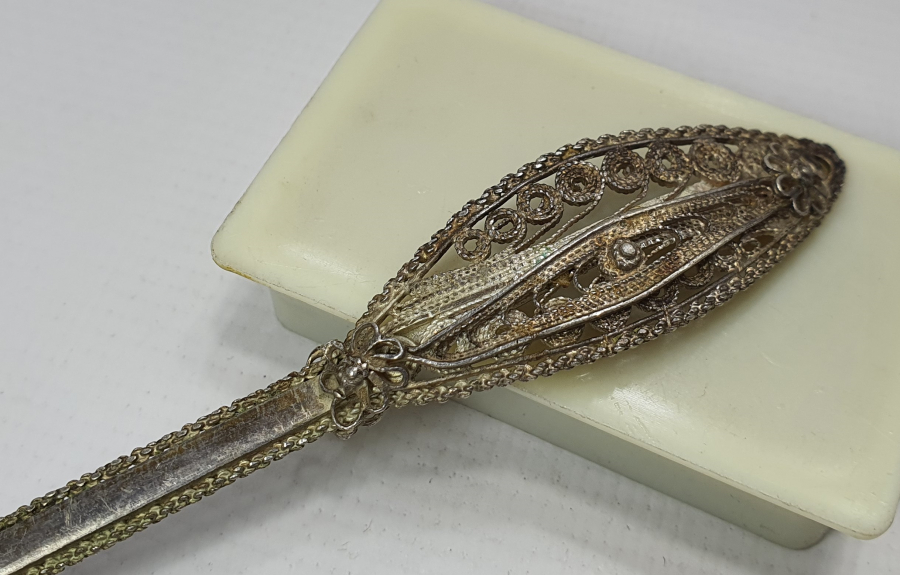 OSMANLI DÖNEMİ TELKARİ İŞÇİLİKLİ GÜMÜŞ LİMON ÇATALI