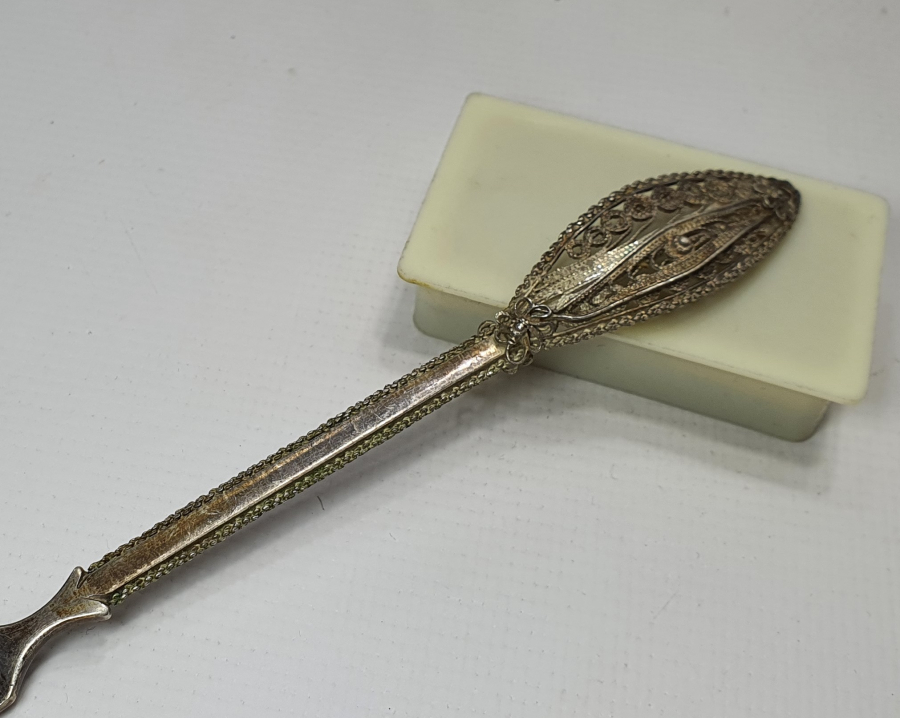 OSMANLI DÖNEMİ TELKARİ İŞÇİLİKLİ GÜMÜŞ LİMON ÇATALI