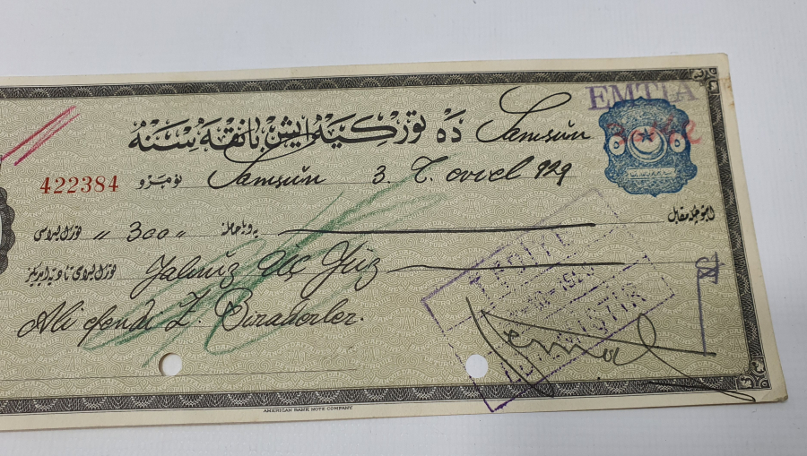 ATATÜRK GÖRSELLİ OSMANLICA YAZILI İŞ BANKASI ÇEKİ