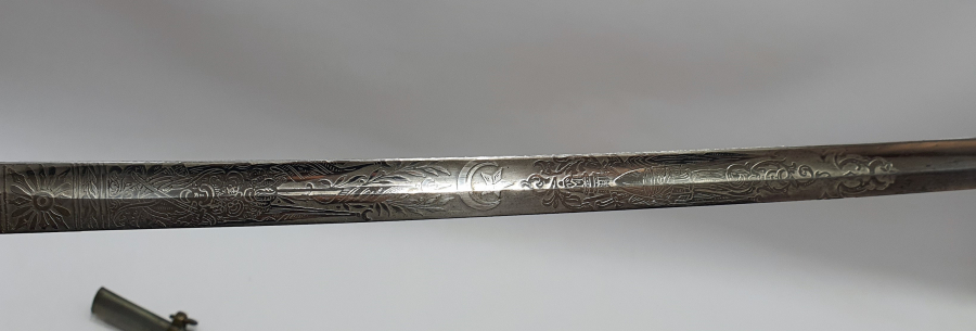 OSMANLI DÖNEMİ SIRTI YAZILI ÇİL KONDİSYONDA SUBAY KILICI